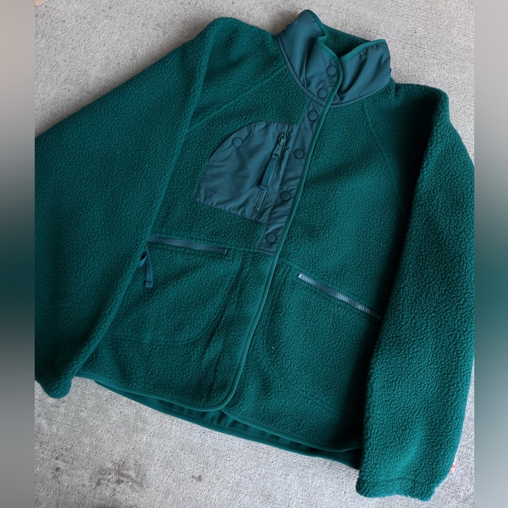 Free people FP movement dark forest green evergreen hit the slopes Sherpa jacket - Picture 5 of 7